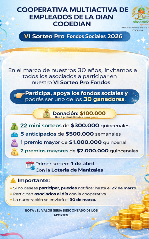 Sorteo COOEDIAN 30 años de premios